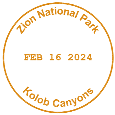 Example Zion National Park passport cancellation stamp